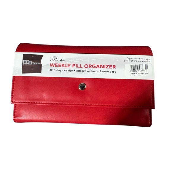 Buxton Red Weekly Pill Organizer - Picture 1 of 4